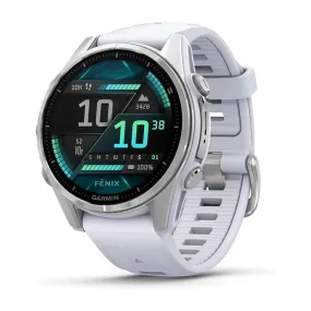Garmin fēnix 8 Pro Unisex Silver With Whitestone Band Amoled Long-Lasting Battery Life Dive-Rated Built-in LED Flashlight 43 Millimeters Premium Multisport GPS Smartwatch - 010-02903-00
