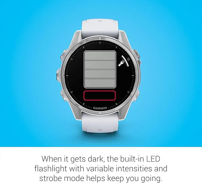 Garmin fēnix 8 Pro Unisex Silver With Whitestone Band Amoled Long-Lasting Battery Life Dive-Rated Built-in LED Flashlight 43 Millimeters Premium Multisport GPS Smartwatch - 010-02903-00