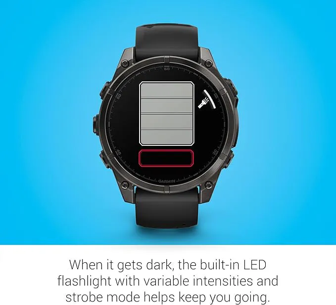 Garmin fēnix 8 Unisex Carbon Gray DLC Titanium with Pebble Gray Band Amoled Sapphire Long-Lasting Battery Life Dive-Rated Built-in LED Flashlight 47 Millimeters Premium Multisport GPS Smartwatch - 010-02904-20