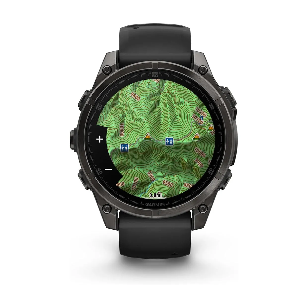 Garmin fēnix 8 Unisex Carbon Gray DLC Titanium with Pebble Gray Band Amoled Sapphire Long-Lasting Battery Life Dive-Rated Built-in LED Flashlight 47 Millimeters Premium Multisport GPS Smartwatch - 010-02904-20