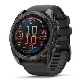 Garmin fēnix 8 Unisex Carbon Gray DLC Titanium with Pebble Gray Band Amoled Sapphire Long-Lasting Battery Life Dive-Rated Built-in LED Flashlight 51 Millimeters Premium Multisport GPS Smartwatch - 010-02905-20