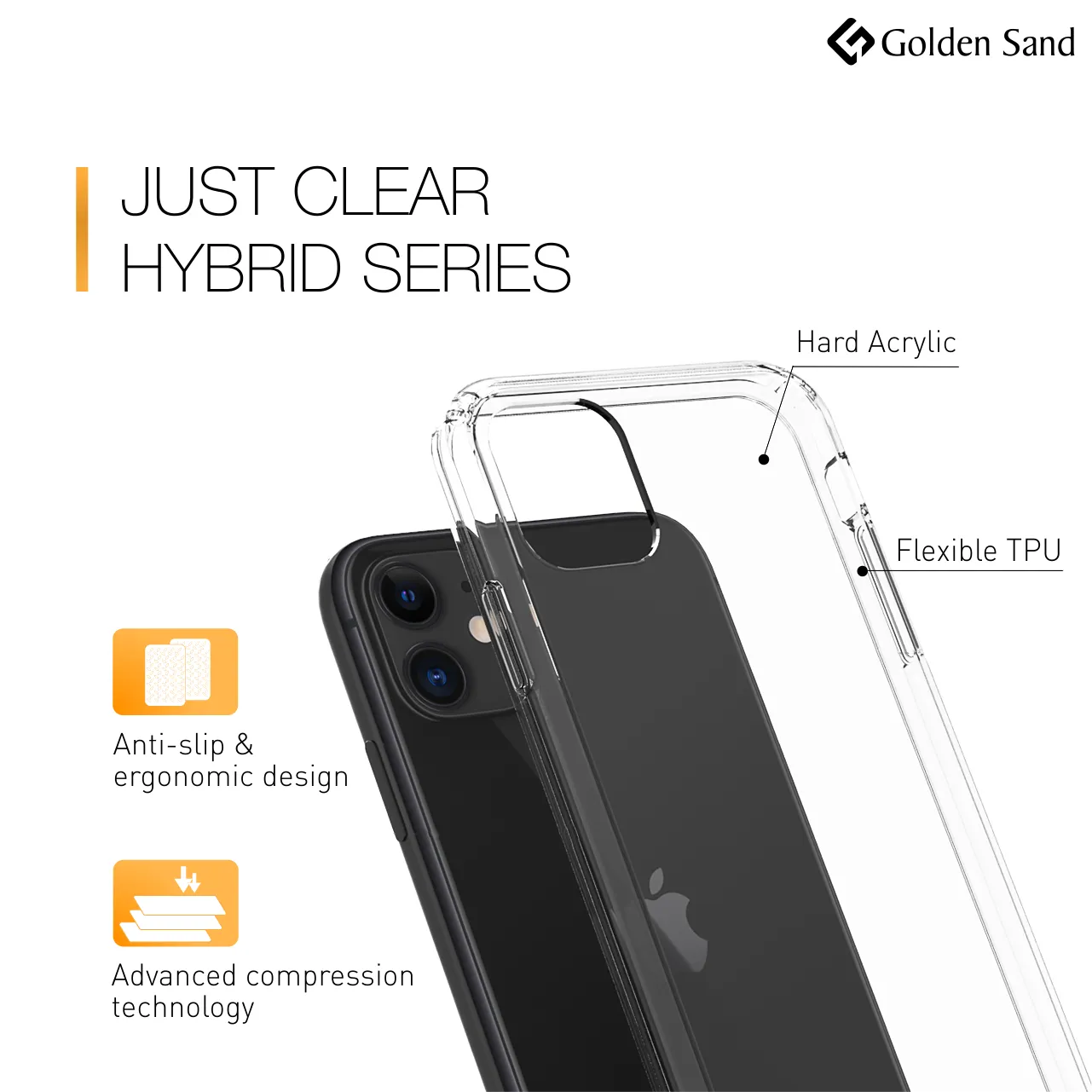 Golden Sand Just Clear Hybrid Series Back Case Cover for  Apple iPhone 11