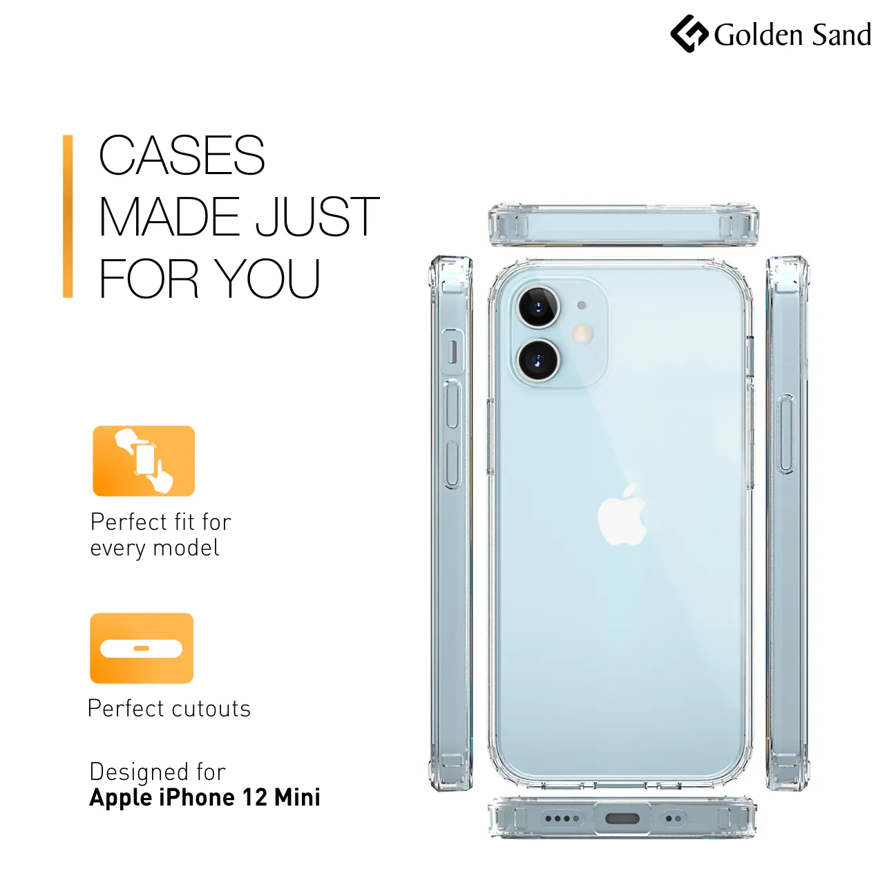 Golden Sand Just Clear Hybrid Series Back Case Cover for  Apple iPhone 12 Mini