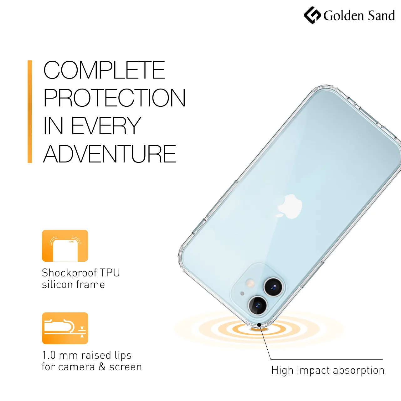 Golden Sand Just Clear Hybrid Series Back Case Cover for  Apple iPhone 12 Mini