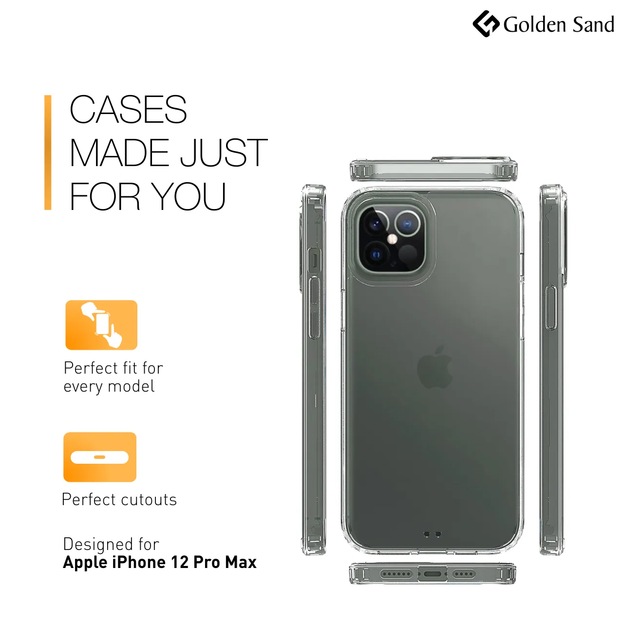 Golden Sand Just Clear Hybrid Series Back Case Cover for  Apple iPhone 12 Pro Max