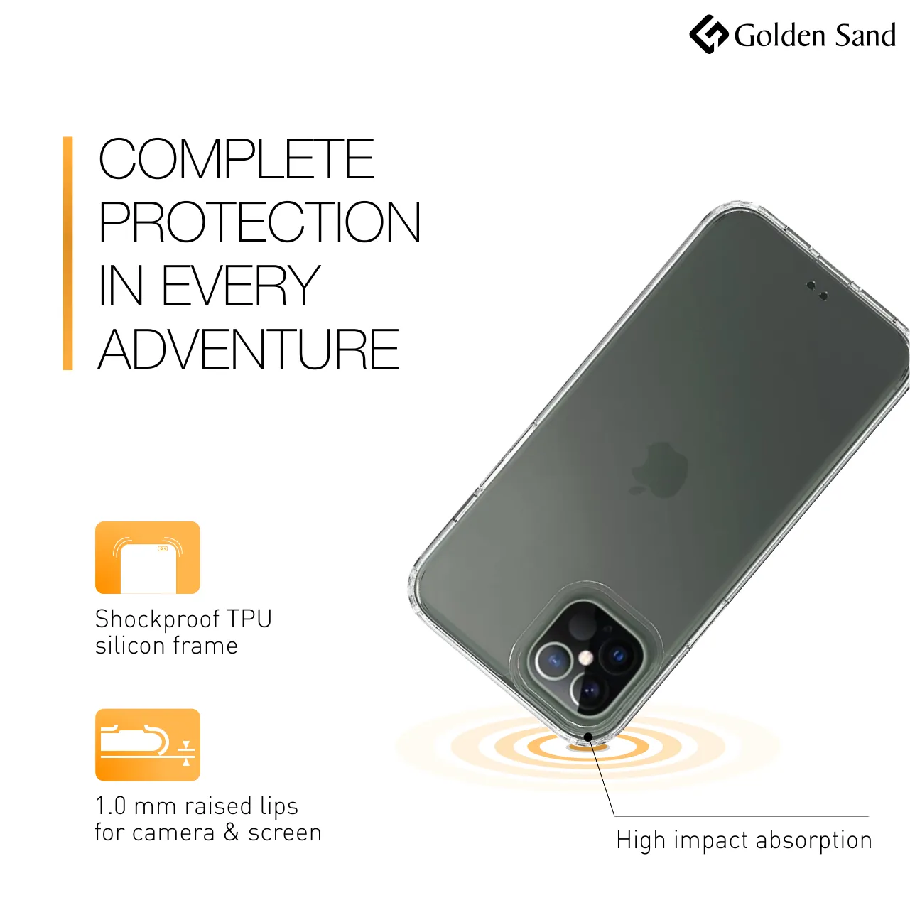 Golden Sand Just Clear Hybrid Series Back Case Cover for  Apple iPhone 12 Pro Max