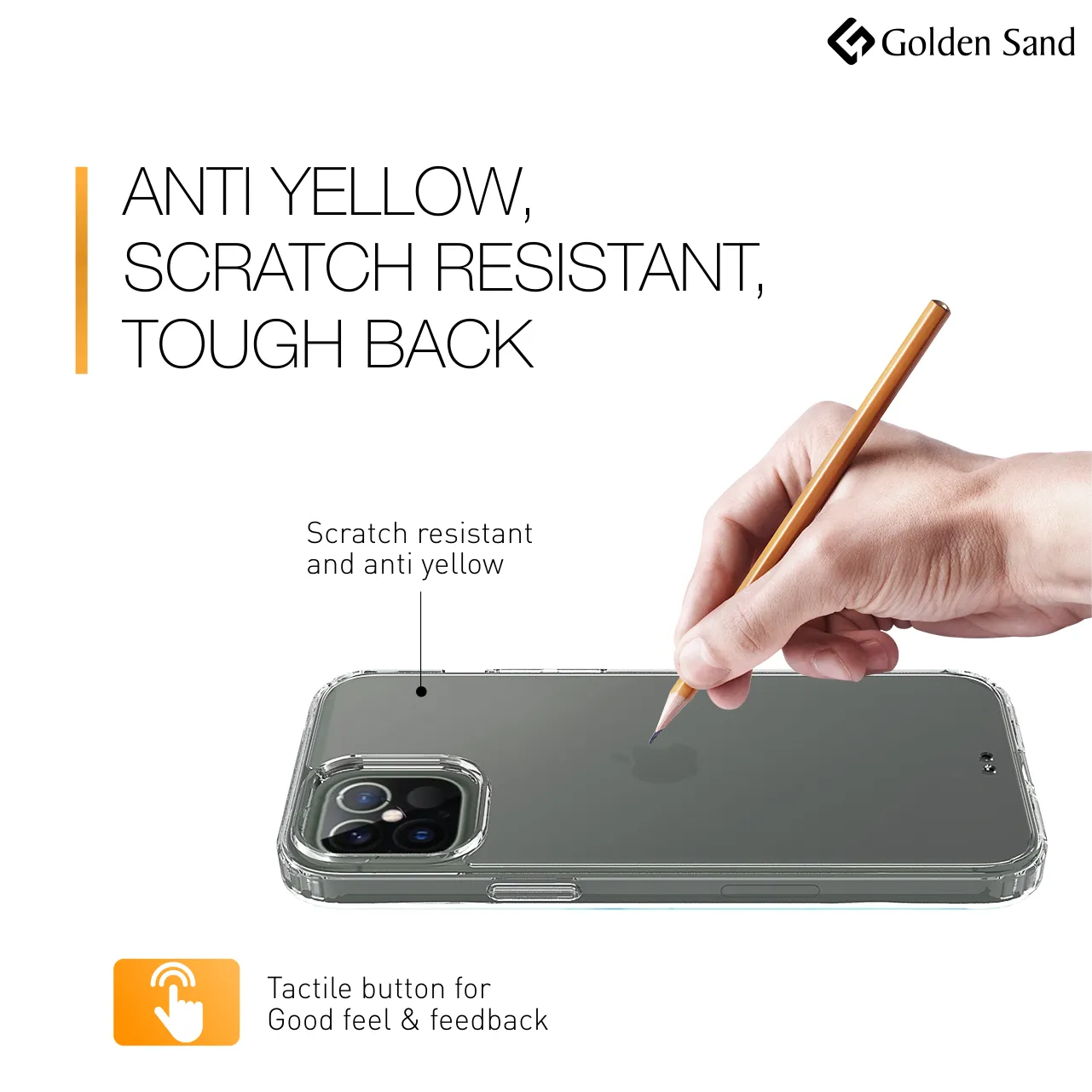 Golden Sand Just Clear Hybrid Series Back Case Cover for  Apple iPhone 12 Pro Max