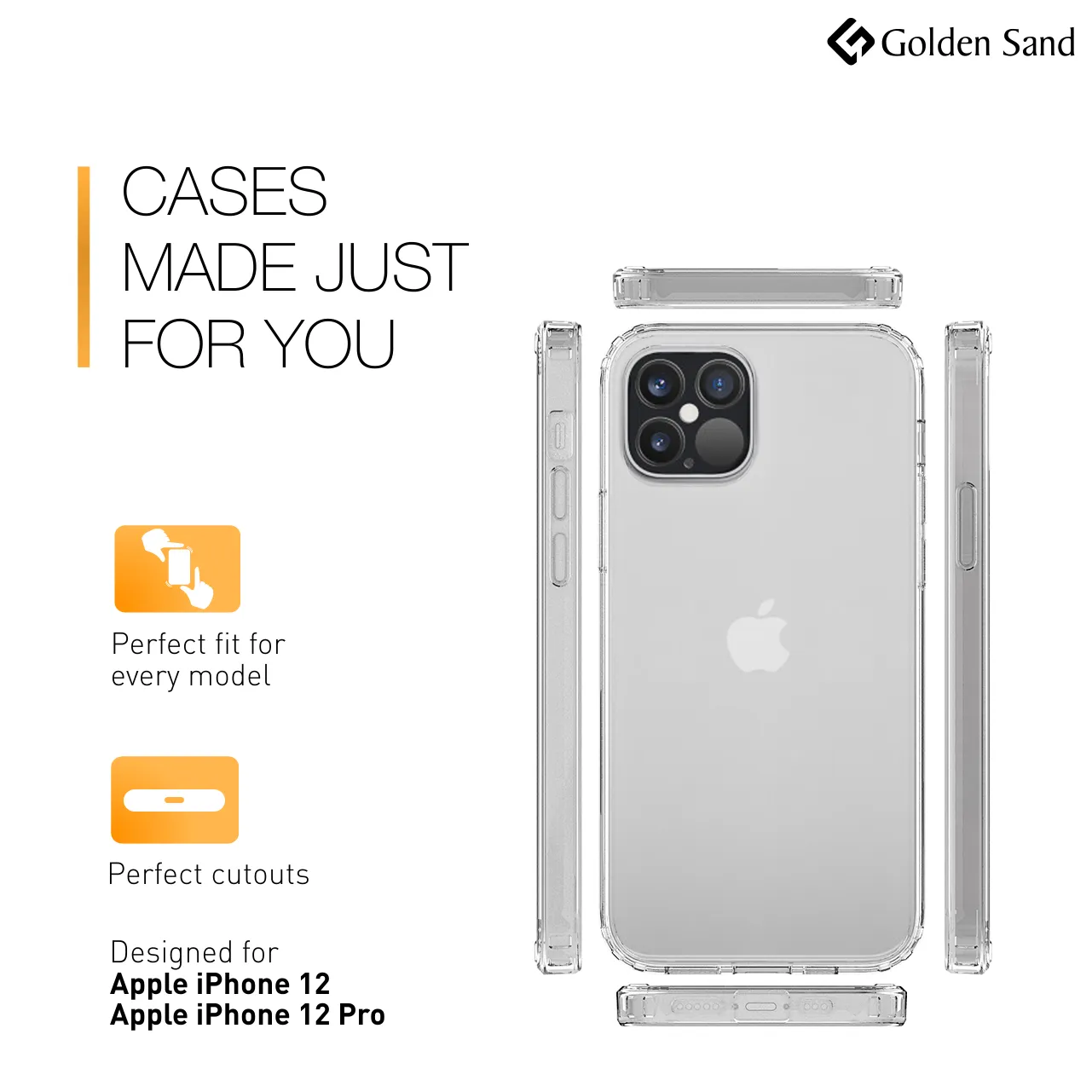 Golden Sand Just Clear Hybrid Series Back Case Cover for  Apple iPhone 12 Pro