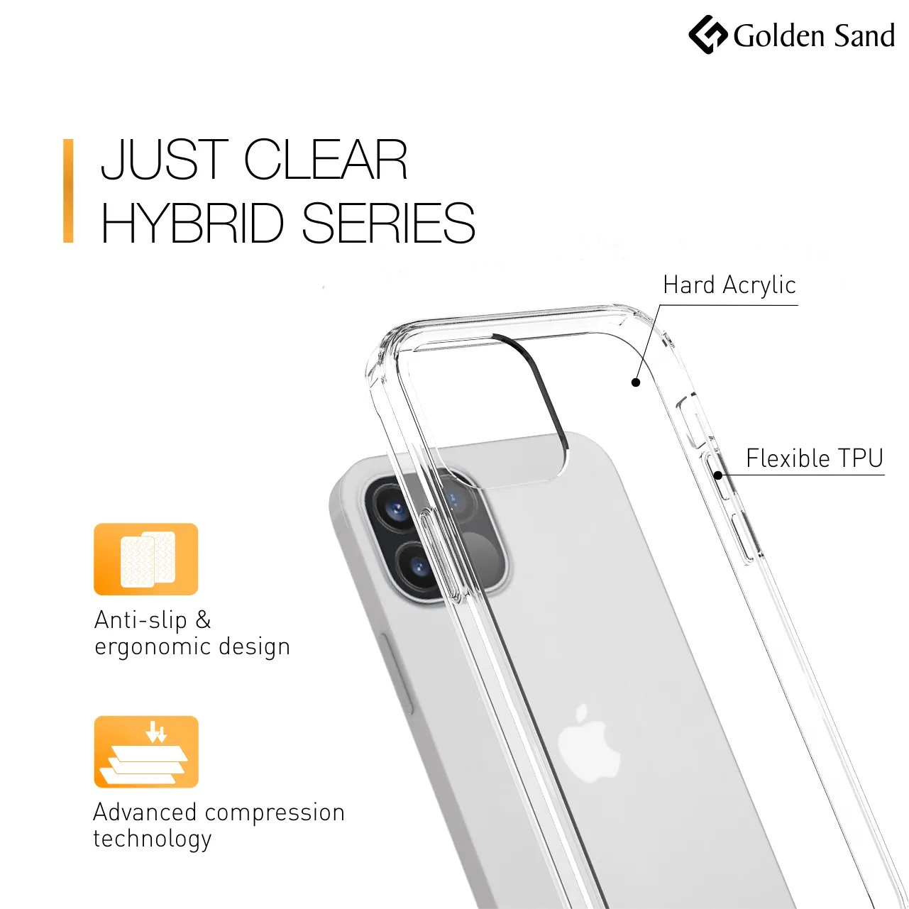 Golden Sand Just Clear Hybrid Series Back Case Cover for  Apple iPhone 12 Pro