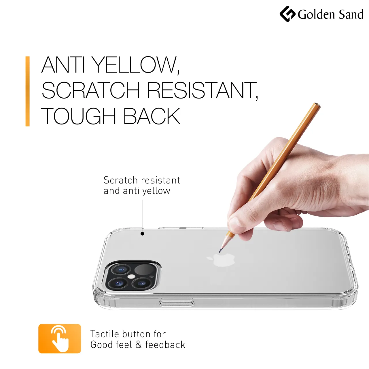 Golden Sand Just Clear Hybrid Series Back Case Cover for  Apple iPhone 12 Pro