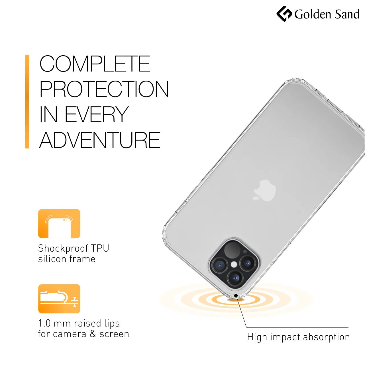 Golden Sand Just Clear Hybrid Series Back Case Cover for  Apple iPhone 12 Pro