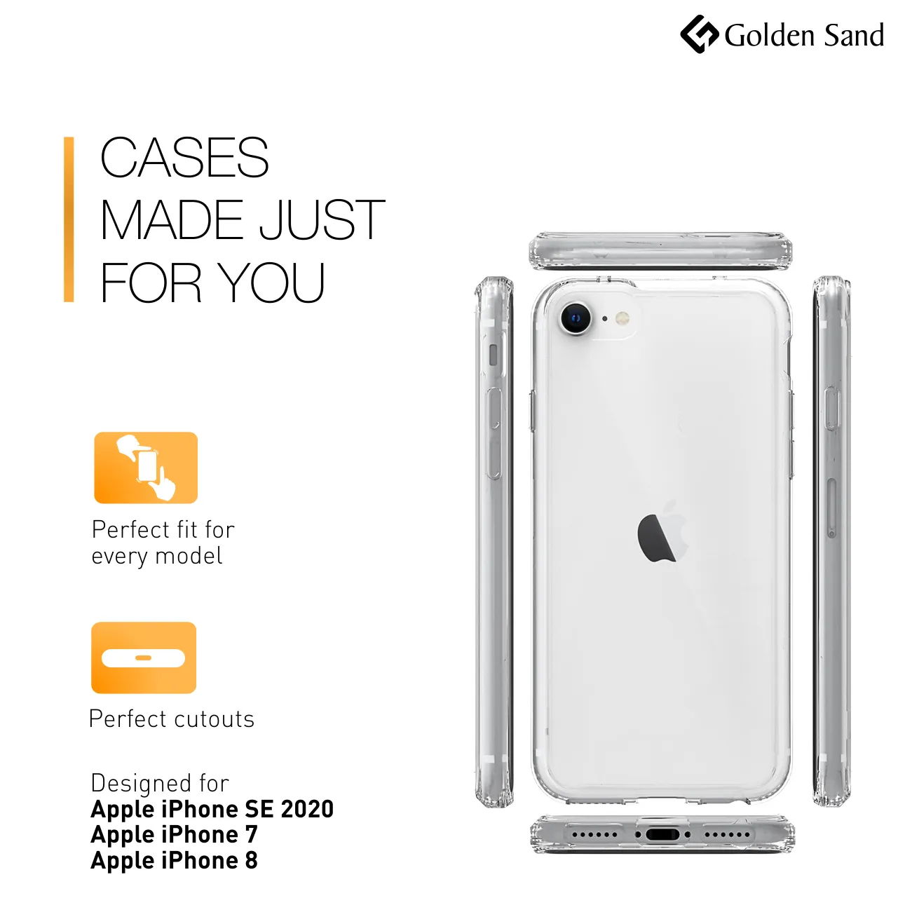 Golden Sand Just Clear Hybrid Series Back Case Cover for Apple iPhone SE 3, Apple iPhone SE 2020, Apple iPhone 8, Apple iPhone 7