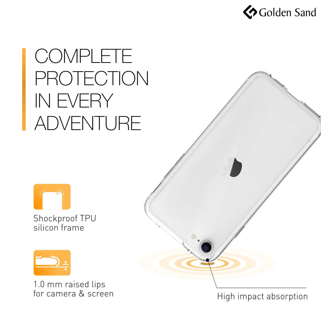 Golden Sand Just Clear Hybrid Series Back Case Cover for Apple iPhone SE 3, Apple iPhone SE 2020, Apple iPhone 8, Apple iPhone 7