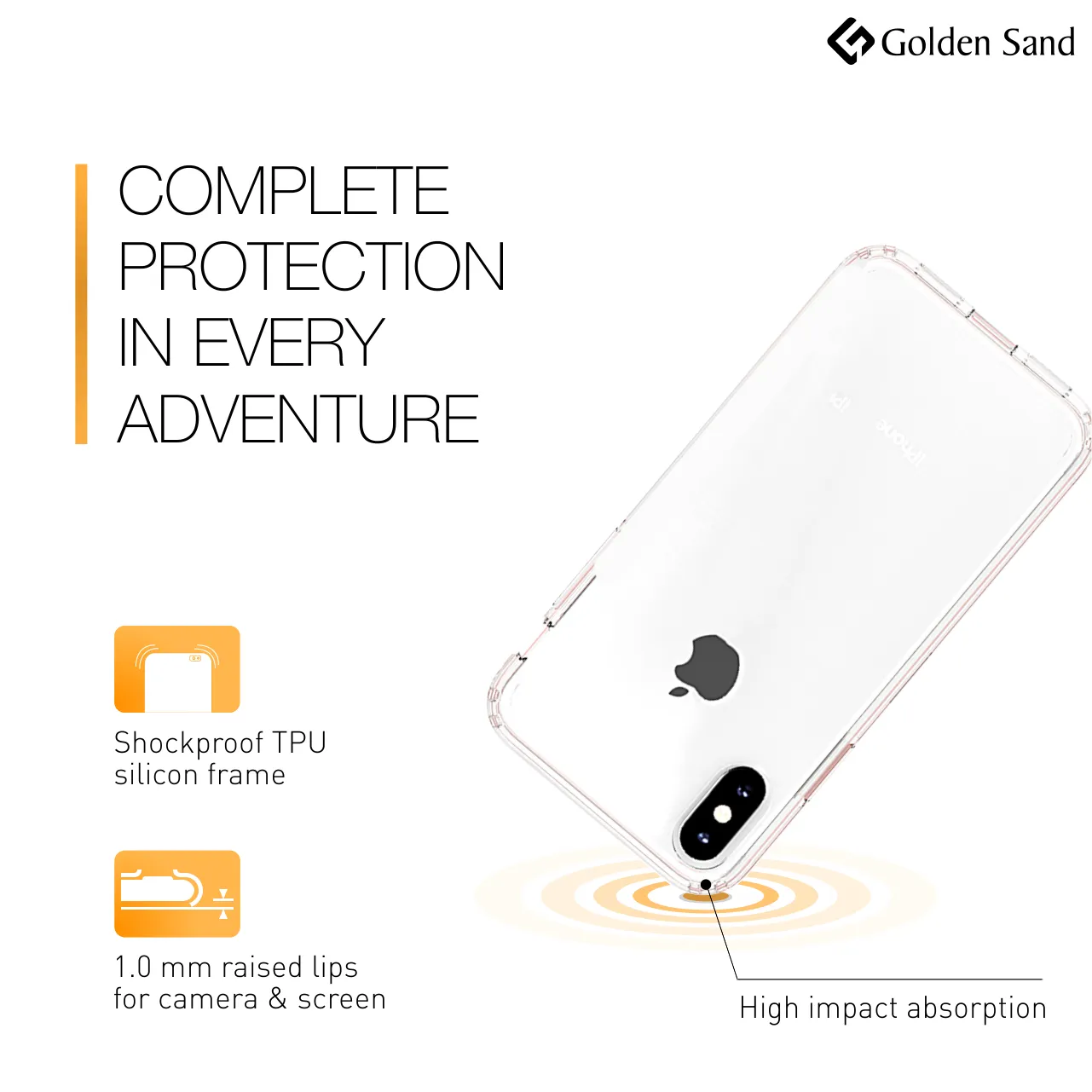 Golden Sand Just Clear Hybrid Series Back Case Cover for  Apple iPhone X, Apple iPhone XS