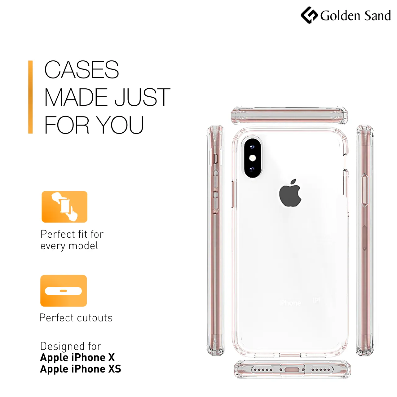 Golden Sand Just Clear Hybrid Series Back Case Cover for  Apple iPhone X, Apple iPhone XS