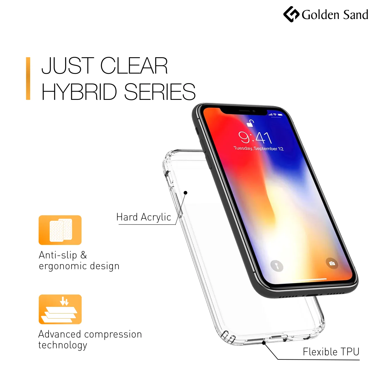 Golden Sand Just Clear Hybrid Series Back Case Cover for  Apple iPhone XR