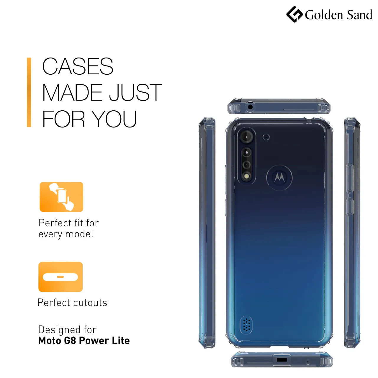 Golden Sand Just Clear Hybrid Series Back Case Cover for  Motorola G8 Power Lite