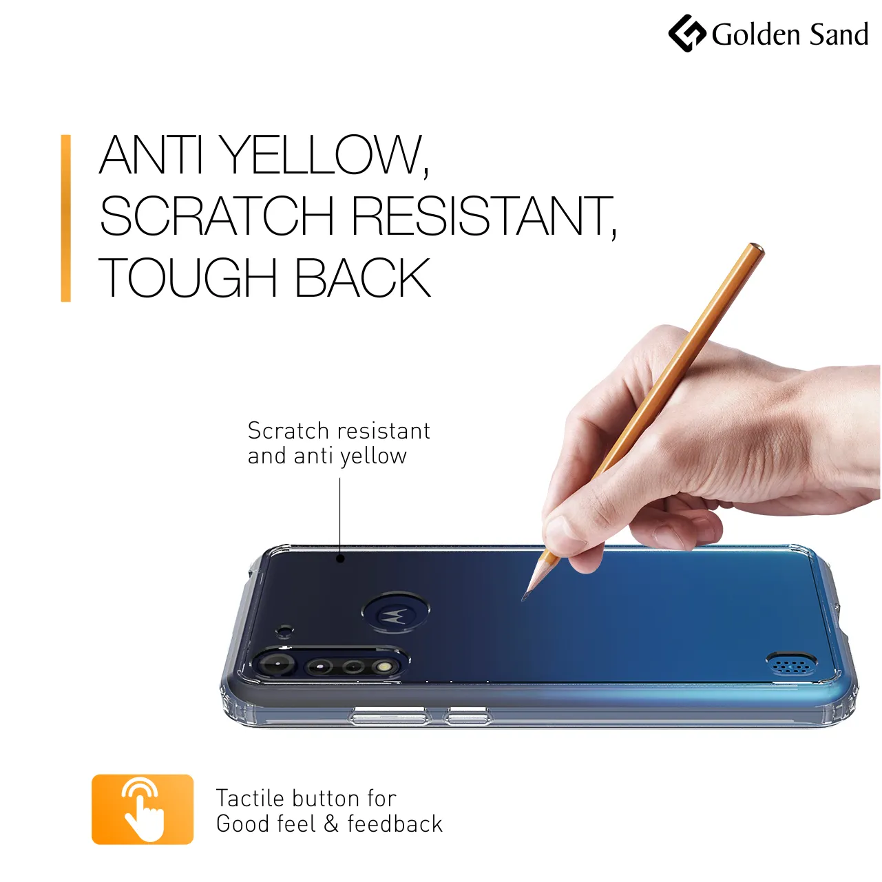 Golden Sand Just Clear Hybrid Series Back Case Cover for  Motorola G8 Power Lite