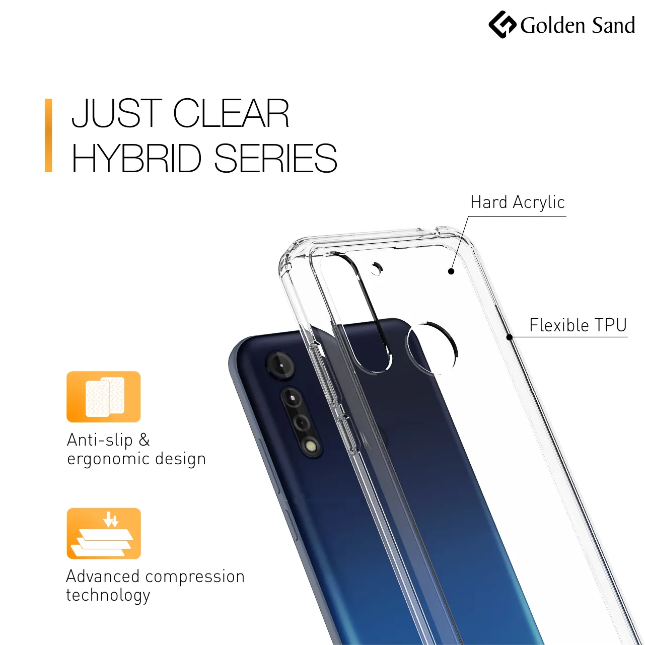 Golden Sand Just Clear Hybrid Series Back Case Cover for  Motorola G8 Power Lite