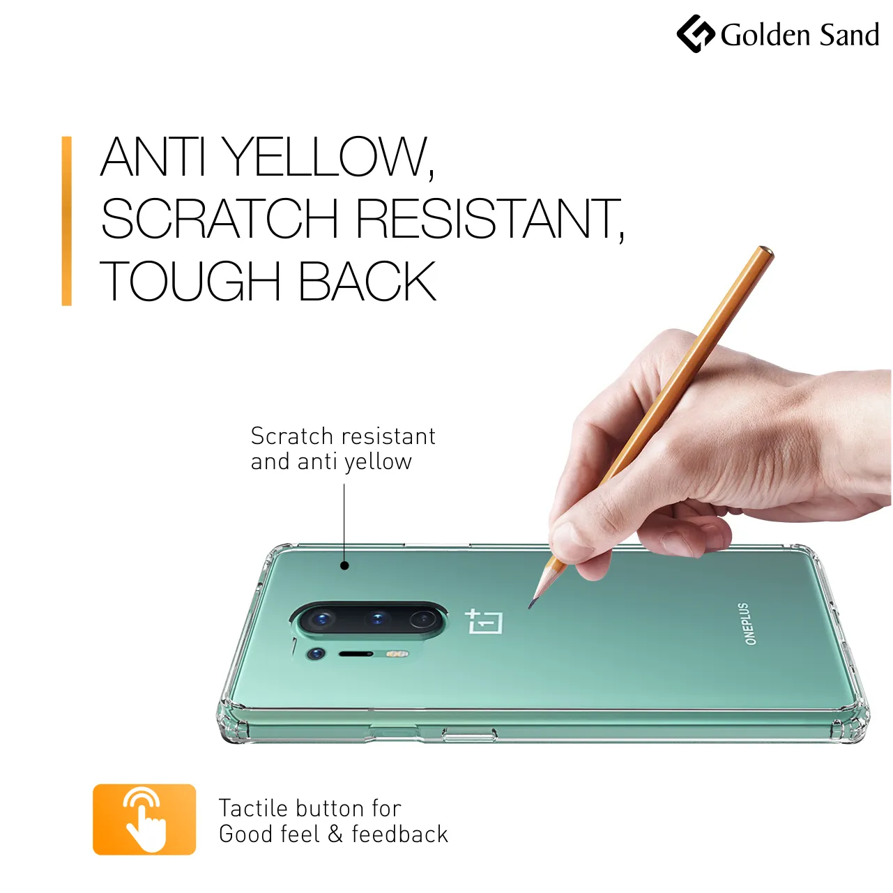 Golden Sand Just Clear Hybrid Series Back Case Cover for  One Plus 8 Pro