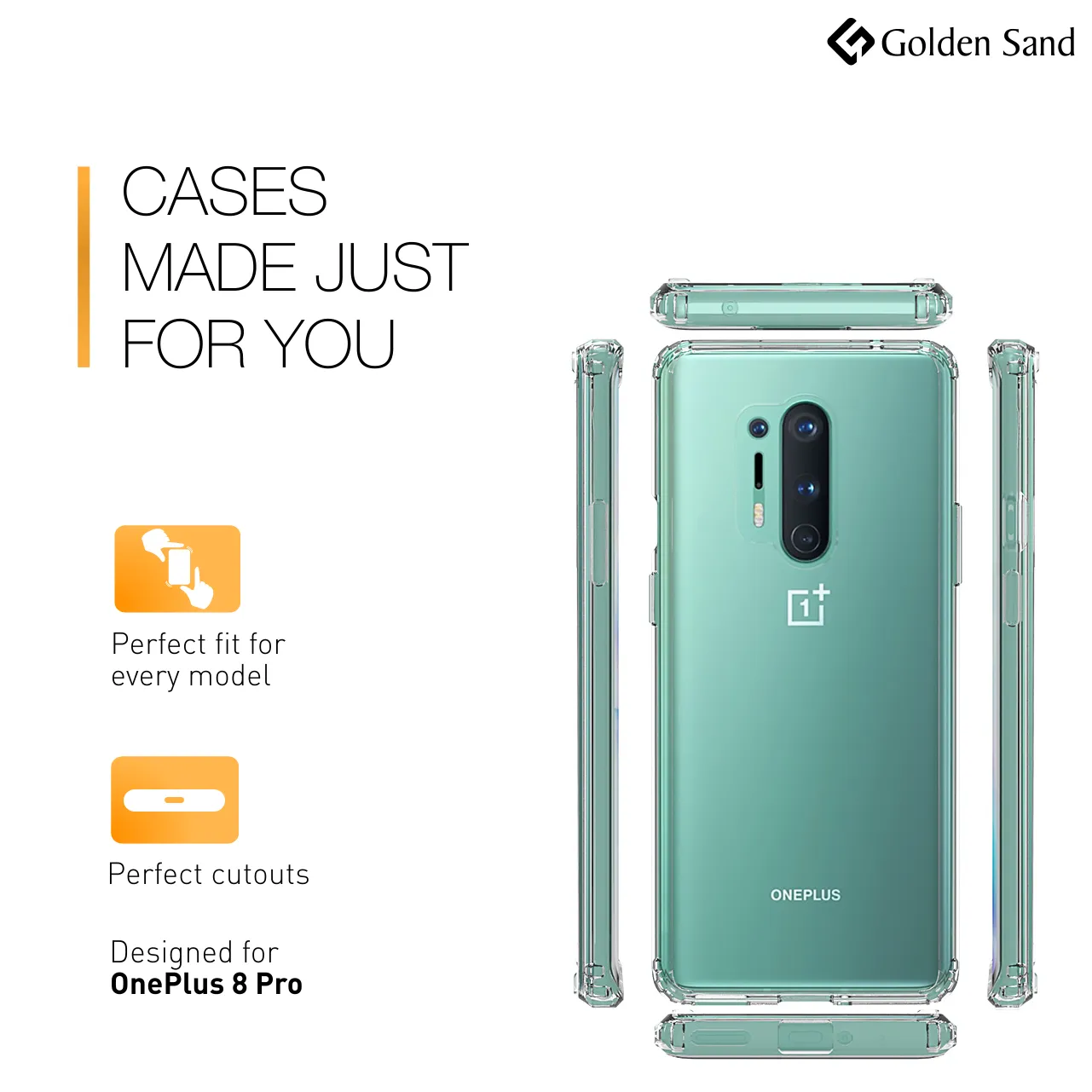 Golden Sand Just Clear Hybrid Series Back Case Cover for  One Plus 8 Pro