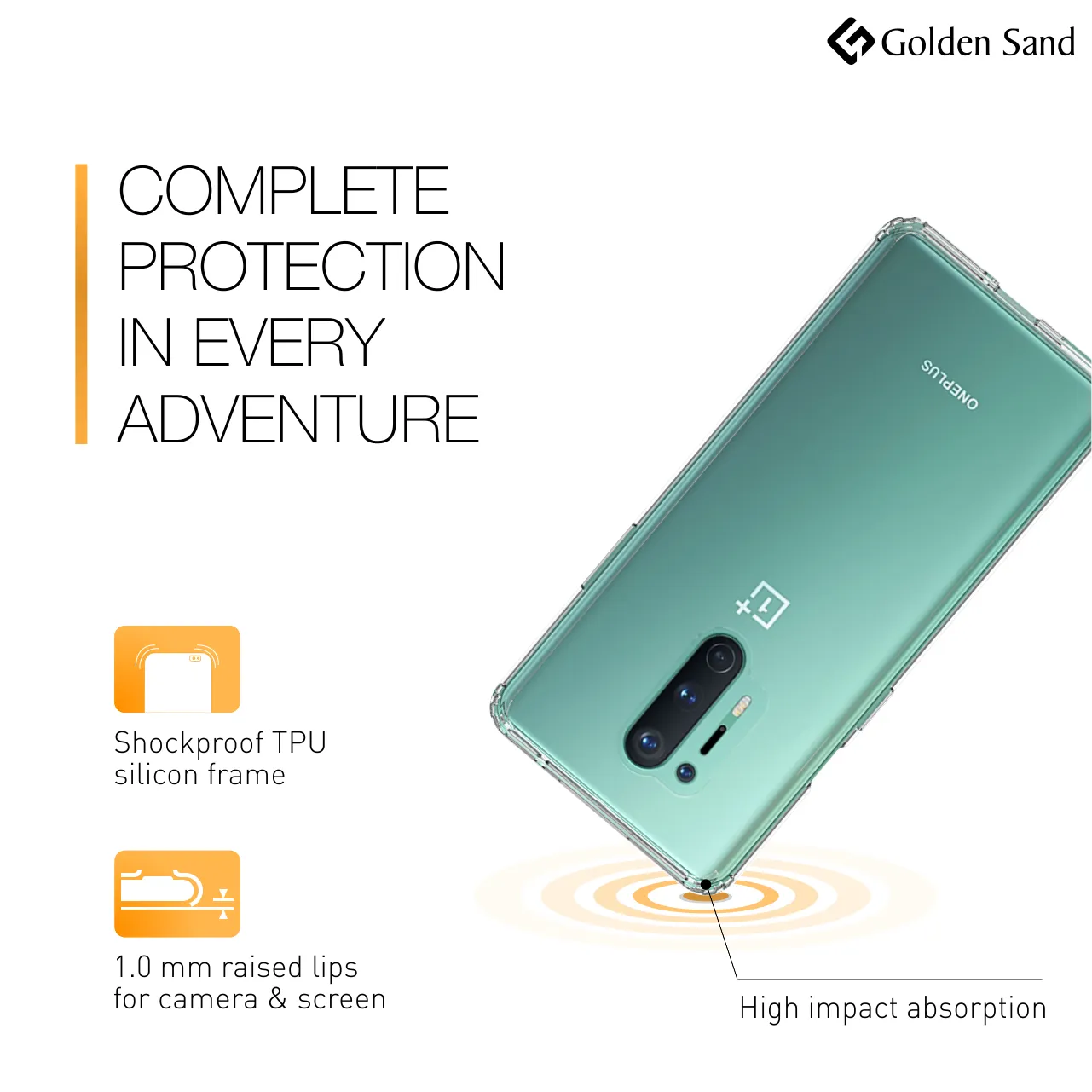 Golden Sand Just Clear Hybrid Series Back Case Cover for  One Plus 8 Pro
