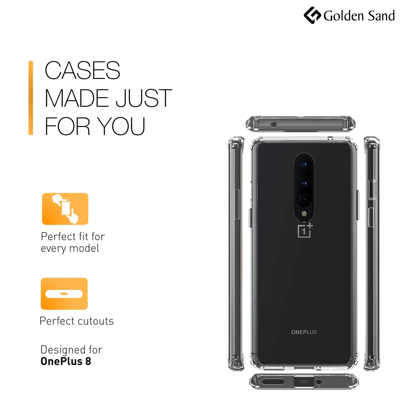 Golden Sand Just Clear Hybrid Series Back Case Cover for  One Plus 8