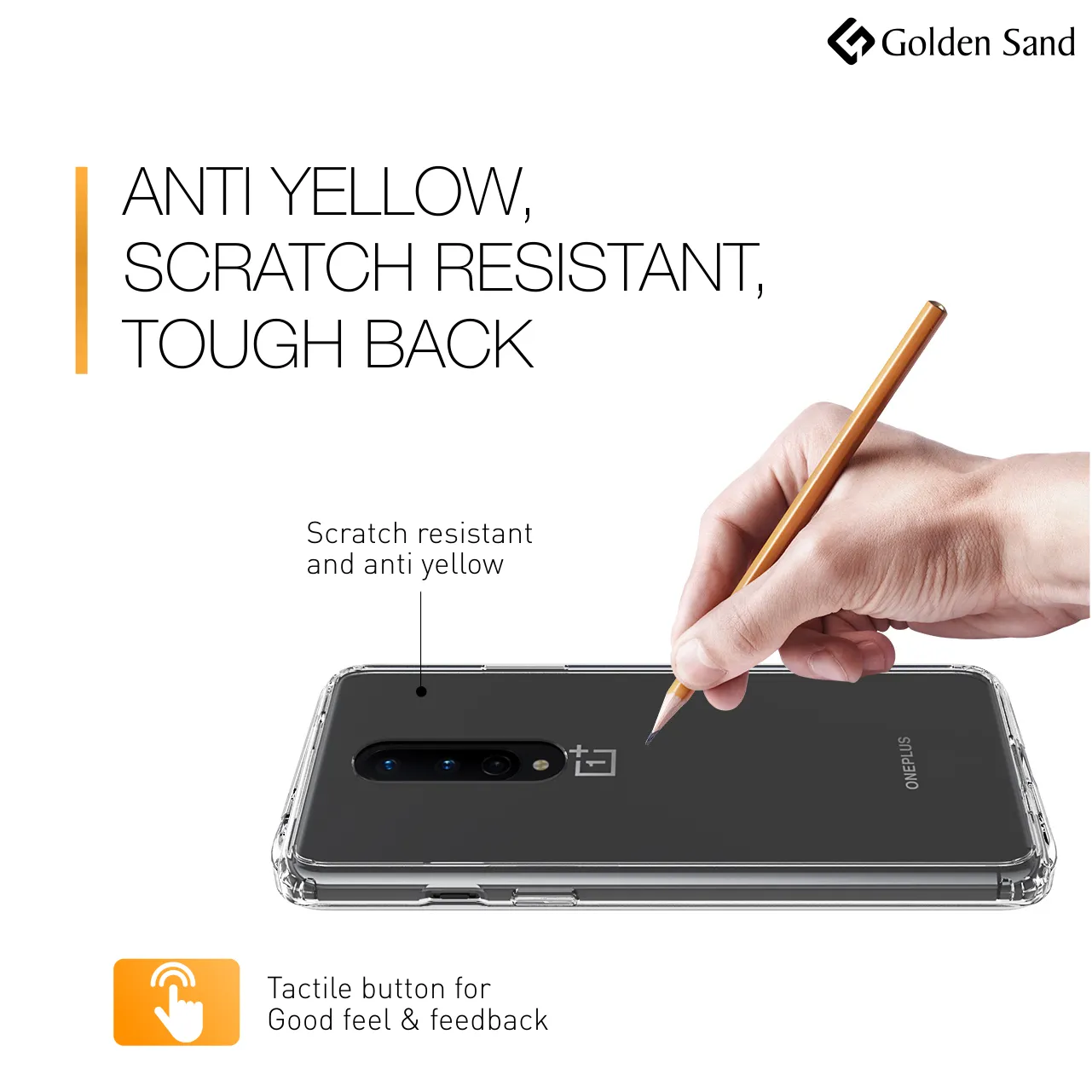 Golden Sand Just Clear Hybrid Series Back Case Cover for  One Plus 8