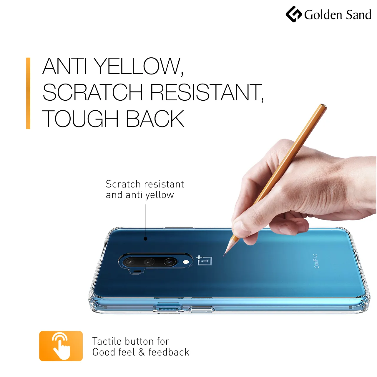 Golden Sand Just Clear Hybrid Series Back Case Cover for  OnePlus 7T Pro