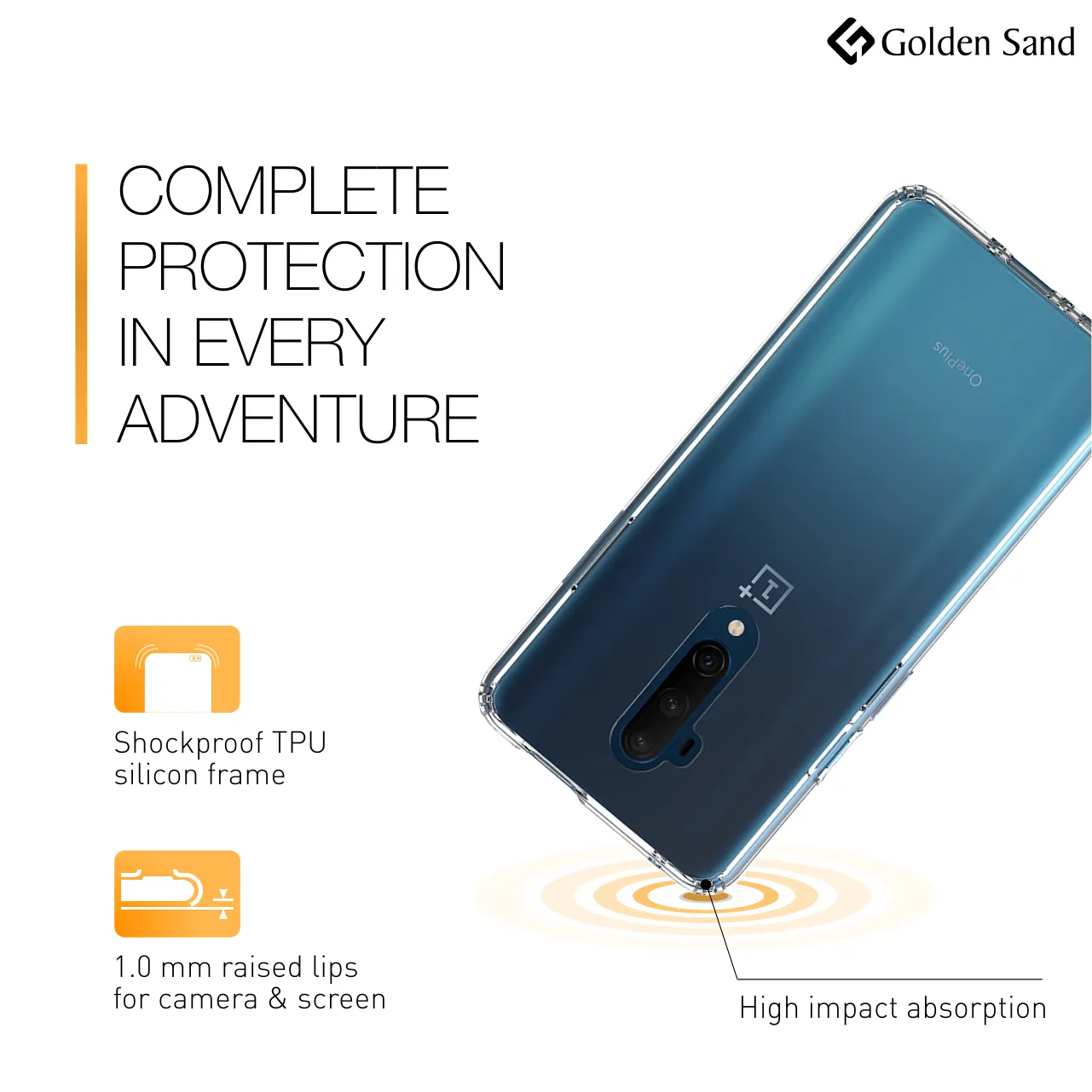 Golden Sand Just Clear Hybrid Series Back Case Cover for  OnePlus 7T Pro