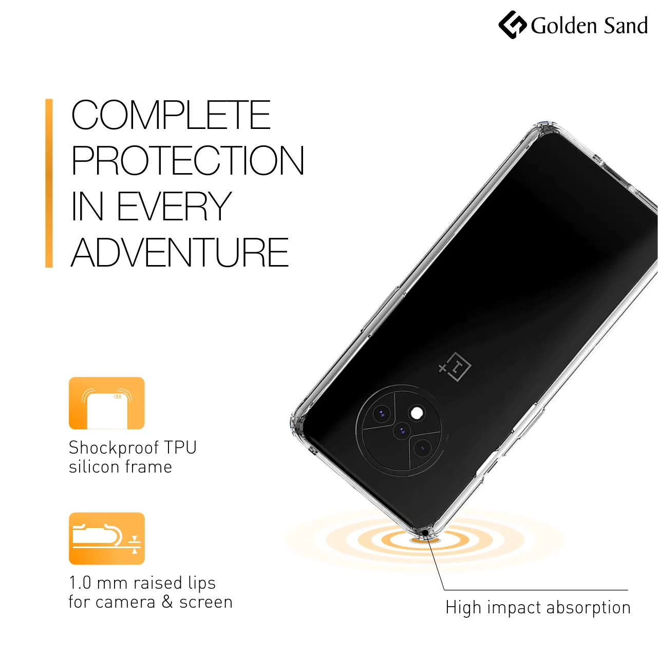 Golden Sand Just Clear Hybrid Series Back Case Cover for  OnePlus 7T
