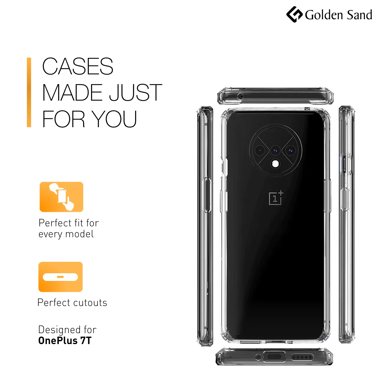 Golden Sand Just Clear Hybrid Series Back Case Cover for  OnePlus 7T