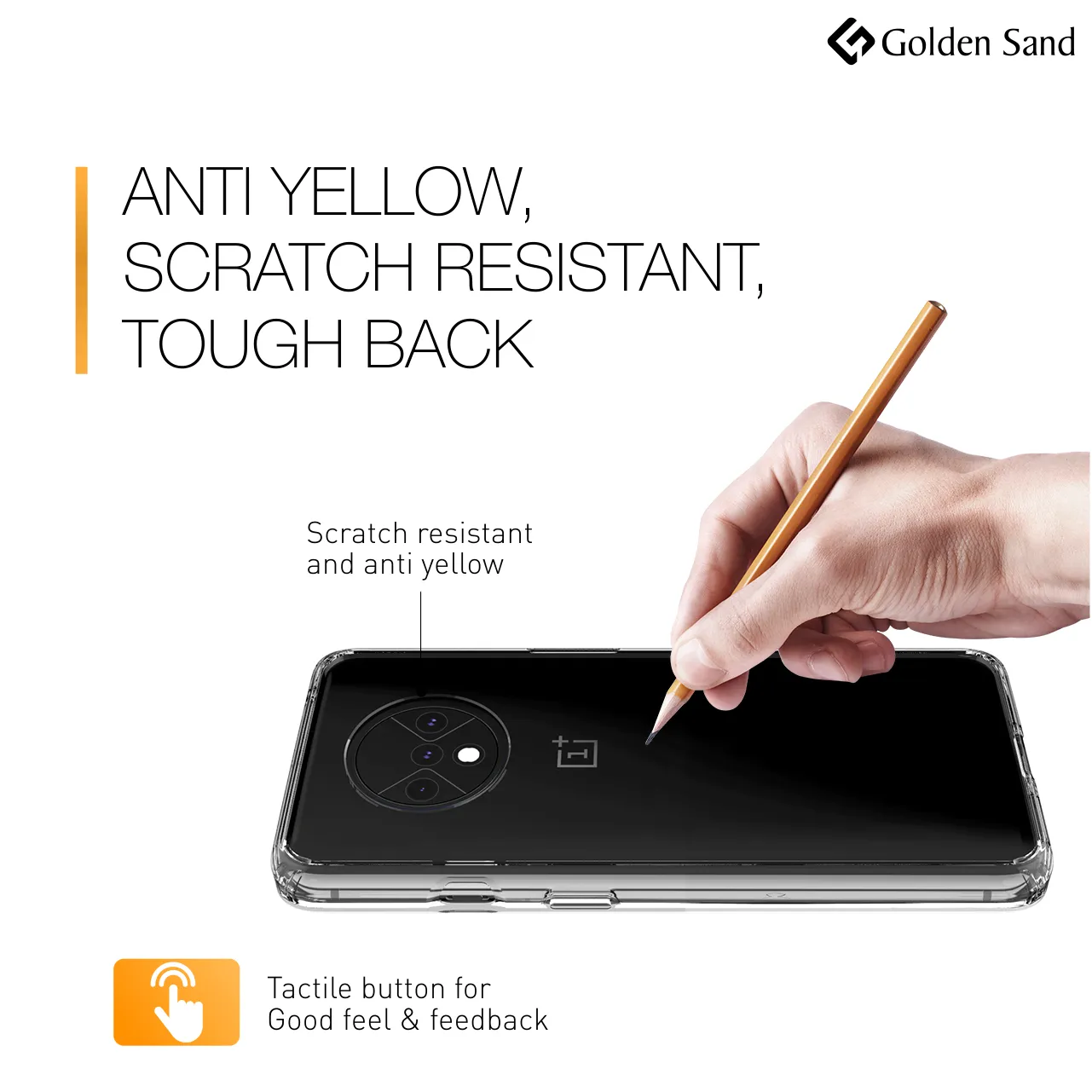 Golden Sand Just Clear Hybrid Series Back Case Cover for  OnePlus 7T