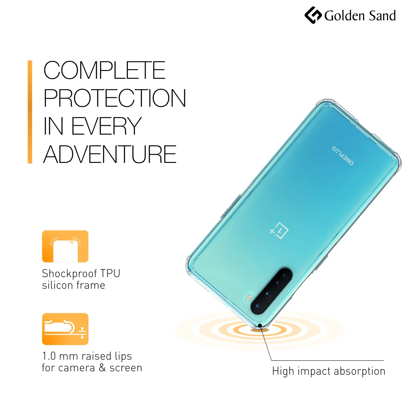Golden Sand Just Clear Hybrid Series Back Case Cover for  OnePlus Nord