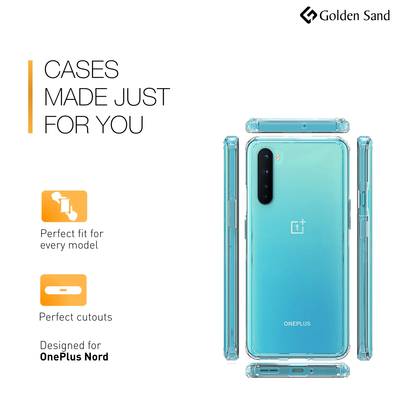 Golden Sand Just Clear Hybrid Series Back Case Cover for  OnePlus Nord