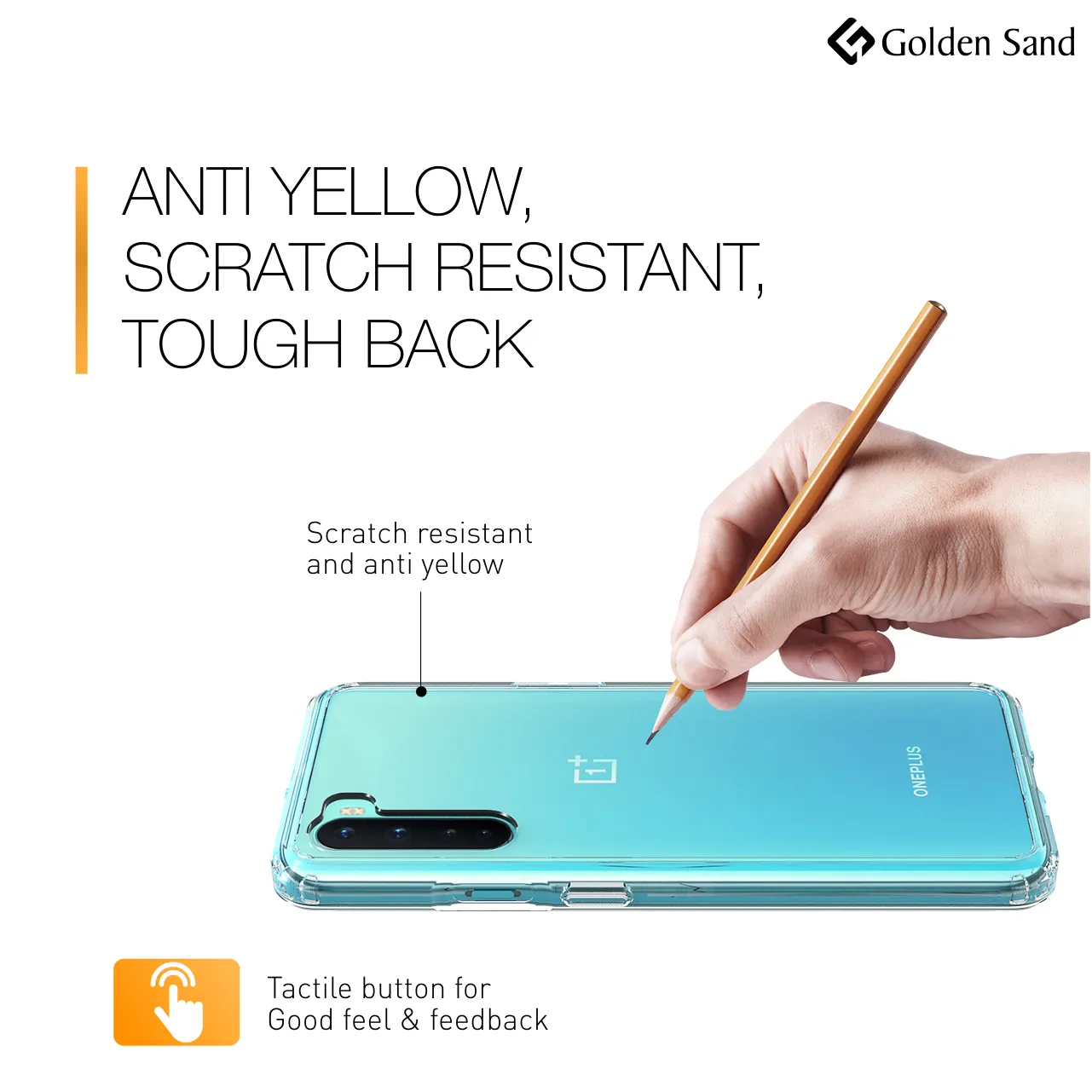 Golden Sand Just Clear Hybrid Series Back Case Cover for  OnePlus Nord