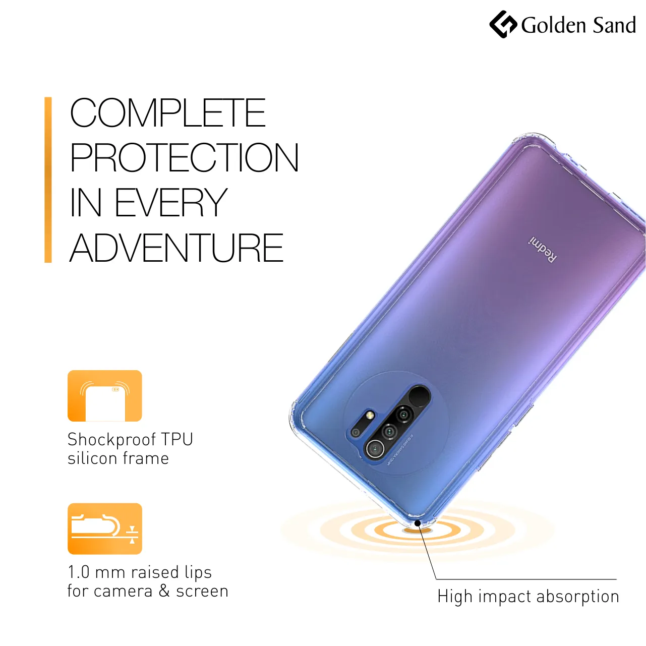 Golden Sand Just Clear Hybrid Series Back Case Cover for  Poco M2 Reloaded, Xiaomi Redmi 9 Prime, Poco M2