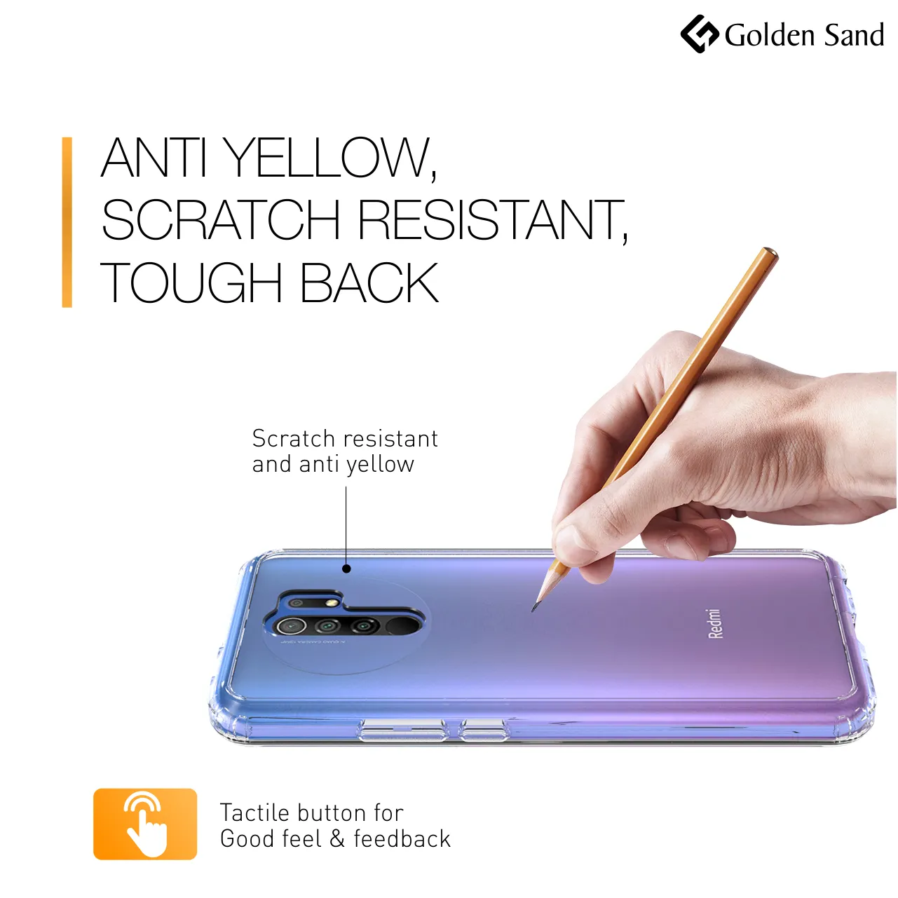 Golden Sand Just Clear Hybrid Series Back Case Cover for  Poco M2 Reloaded, Xiaomi Redmi 9 Prime, Poco M2