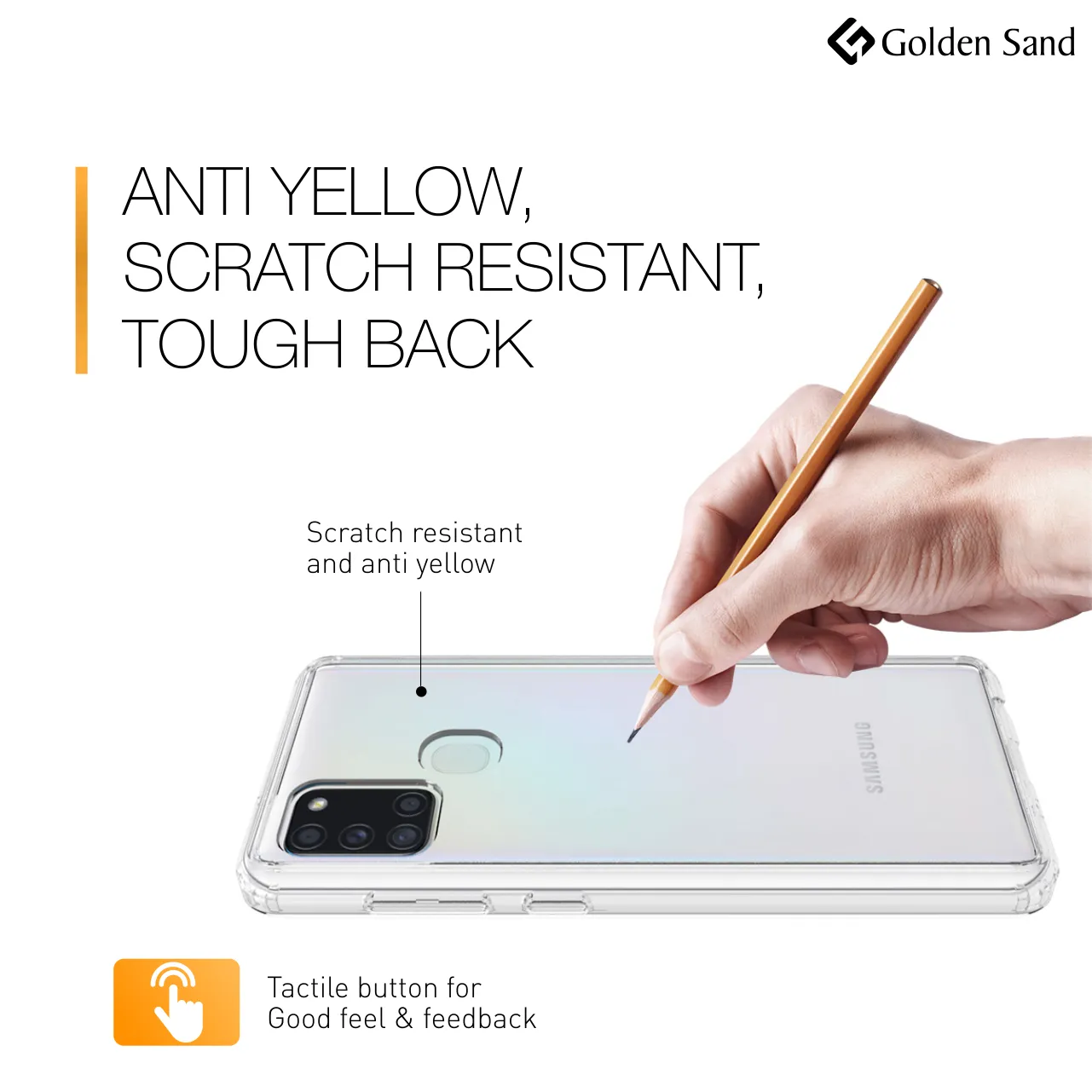Golden Sand Just Clear Hybrid Series Back Case Cover for  Samsung Galaxy A21s
