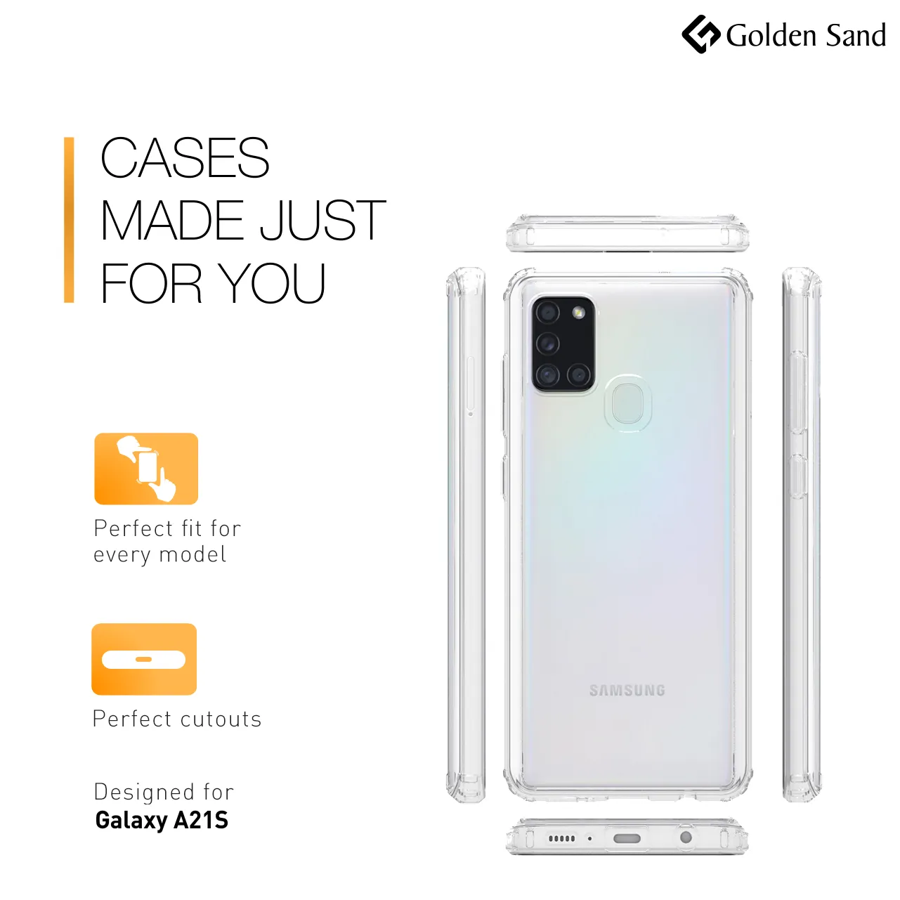 Golden Sand Just Clear Hybrid Series Back Case Cover for  Samsung Galaxy A21s