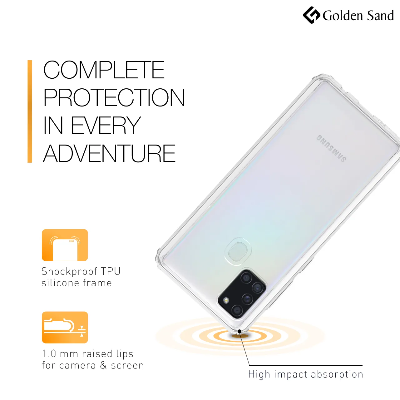 Golden Sand Just Clear Hybrid Series Back Case Cover for  Samsung Galaxy A21s