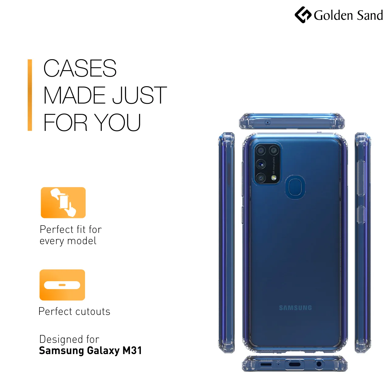 Golden Sand Just Clear Hybrid Series Back Case Cover for  Samsung Galaxy M31, Samsung Galaxy F41