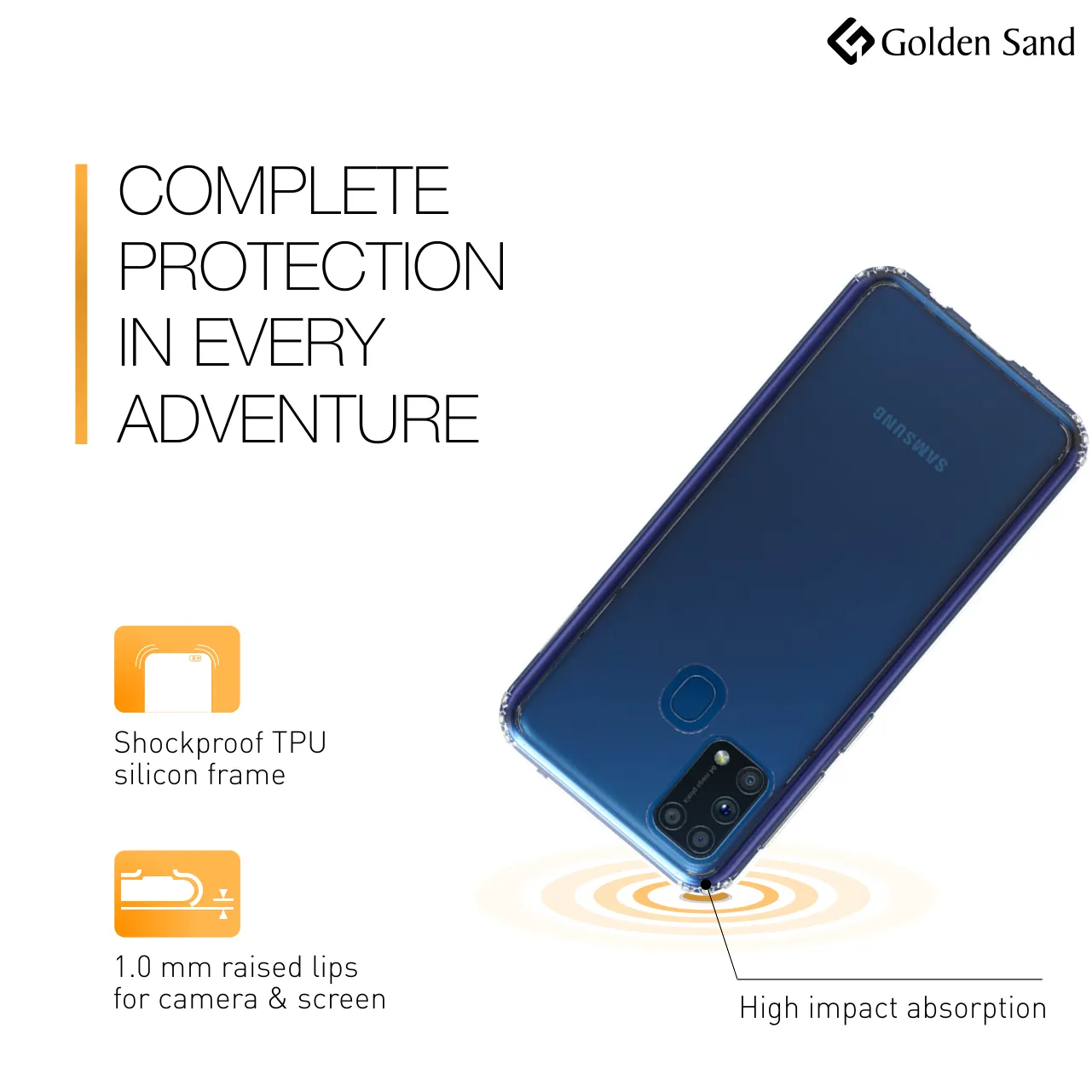 Golden Sand Just Clear Hybrid Series Back Case Cover for  Samsung Galaxy M31, Samsung Galaxy F41