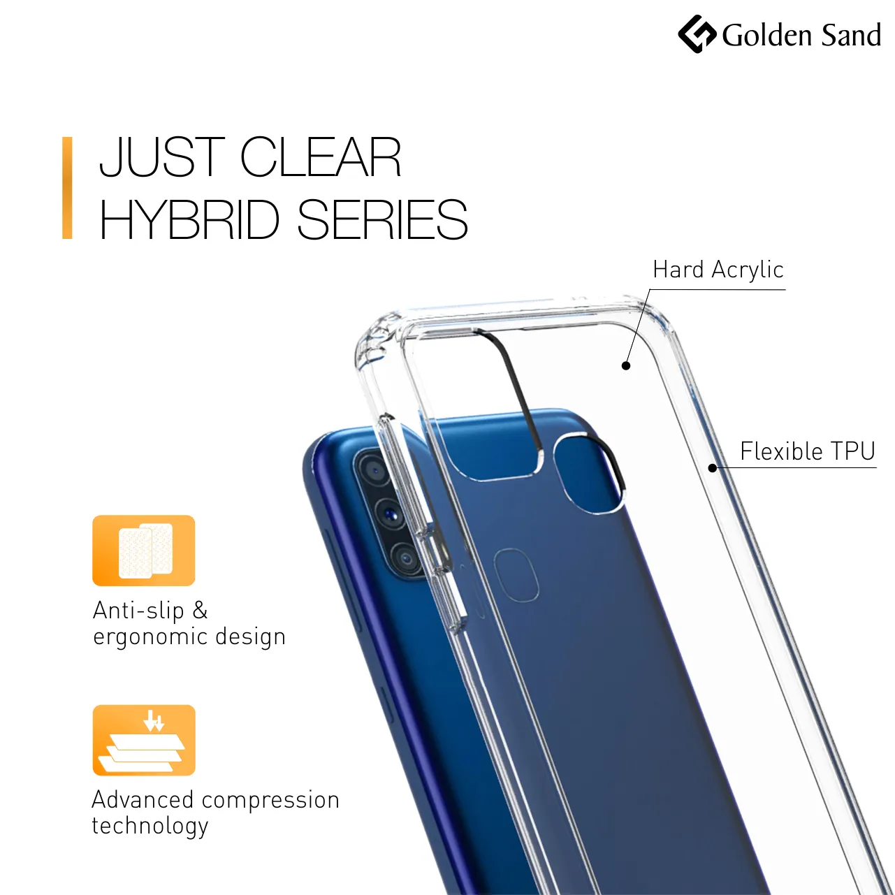 Golden Sand Just Clear Hybrid Series Back Case Cover for  Samsung Galaxy M31, Samsung Galaxy F41