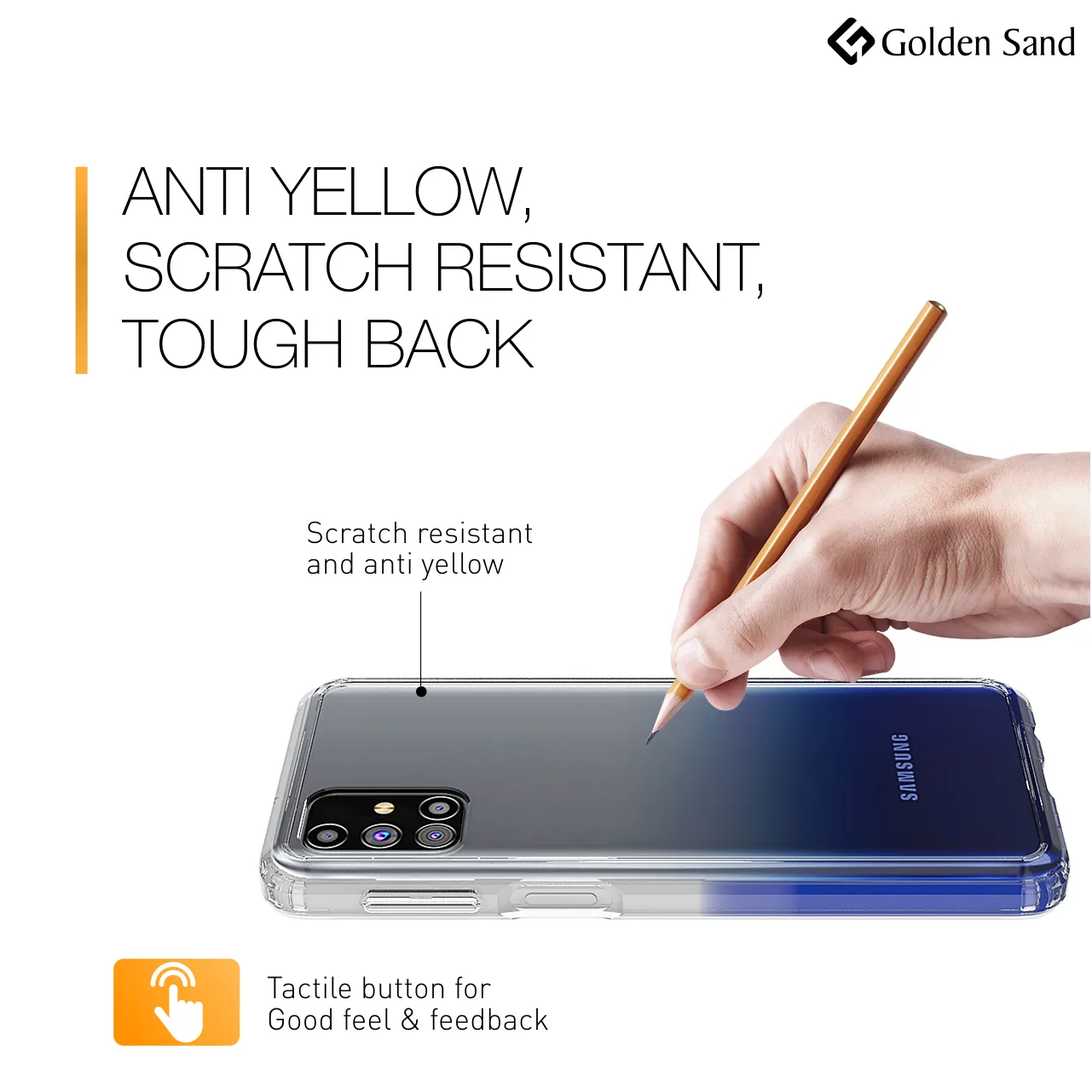 Golden Sand Just Clear Hybrid Series Back Case Cover for  Samsung Galaxy M31s