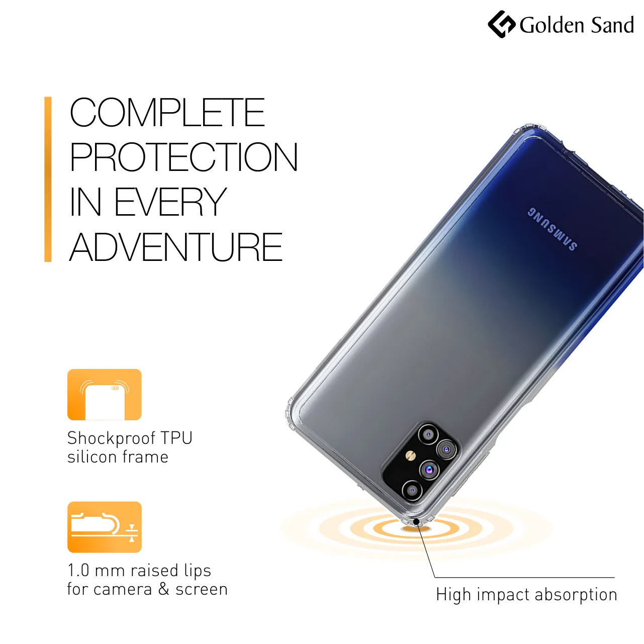 Golden Sand Just Clear Hybrid Series Back Case Cover for  Samsung Galaxy M31s