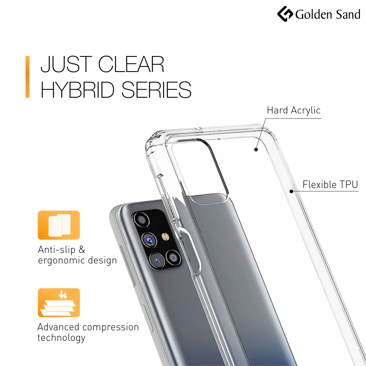Golden Sand Just Clear Hybrid Series Back Case Cover for  Samsung Galaxy M31s