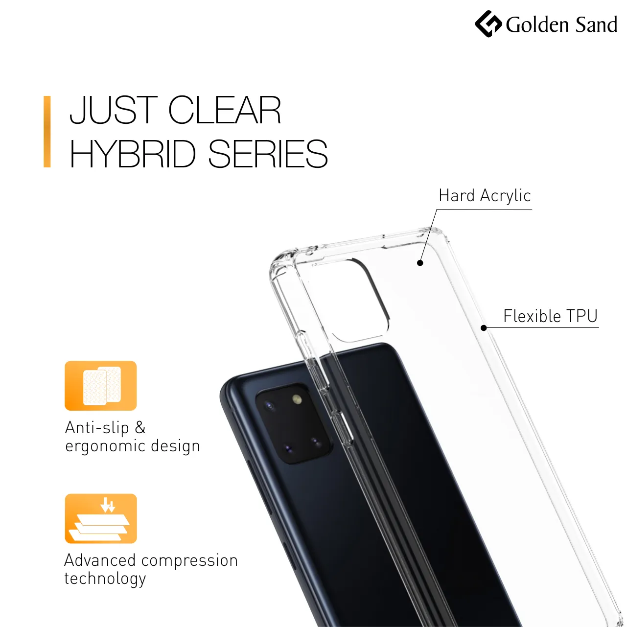 Golden Sand Just Clear Hybrid Series Back Case Cover for  Samsung Galaxy Note 10 Lite
