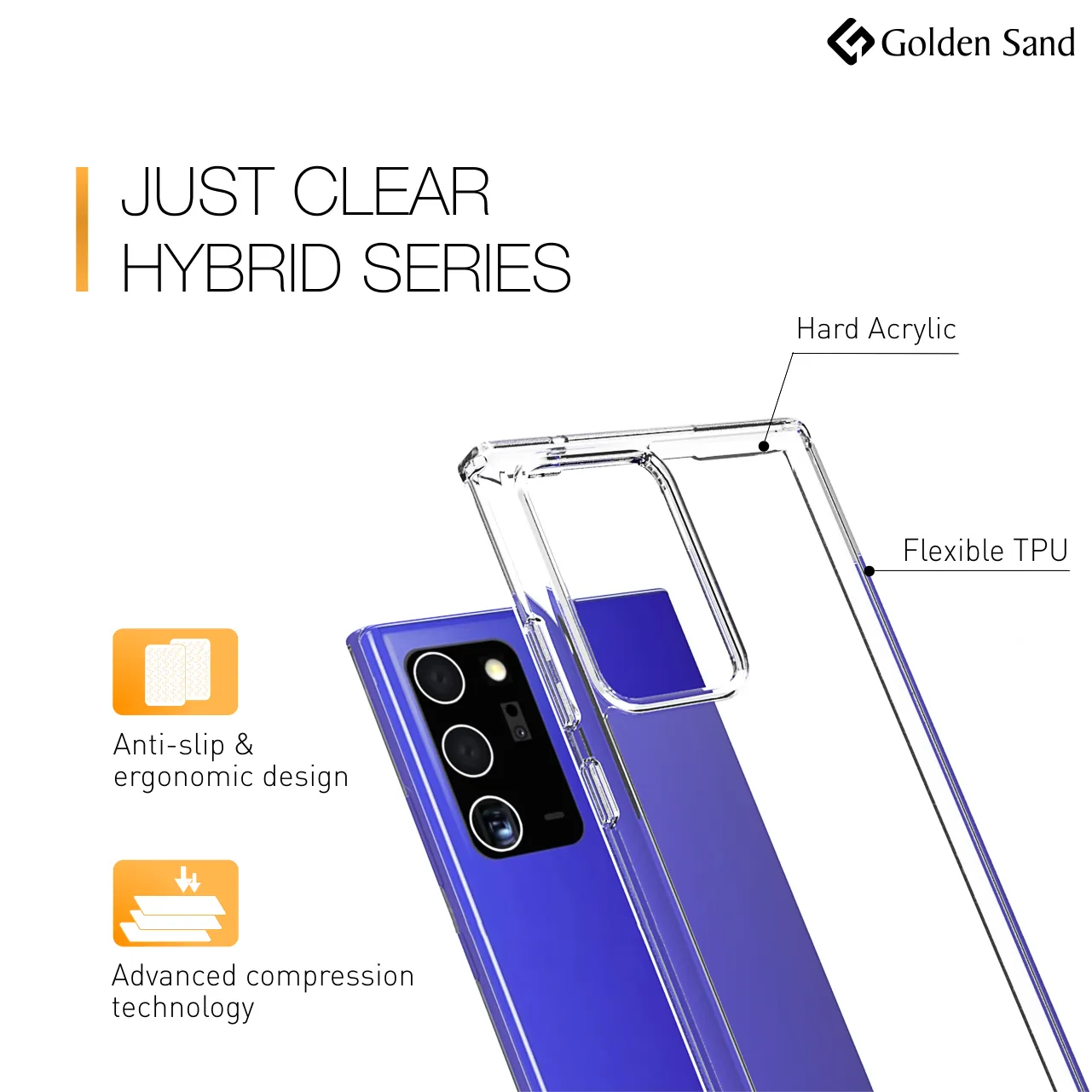 Golden Sand Just Clear Hybrid Series Back Case Cover for  Samsung Galaxy Note 20 Ultra