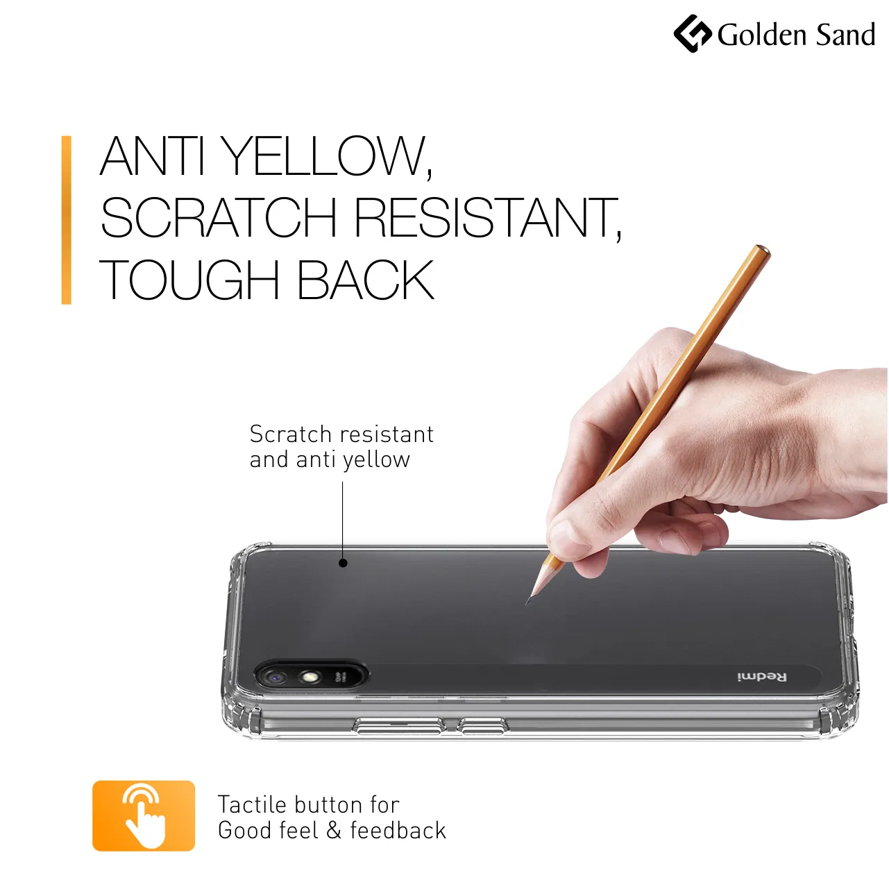 Golden Sand Just Clear Hybrid Series Back Case Cover for  Xiaomi Redmi 9A